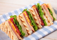 59005446 - summer picnic club sandwich ham and cheese in a row
